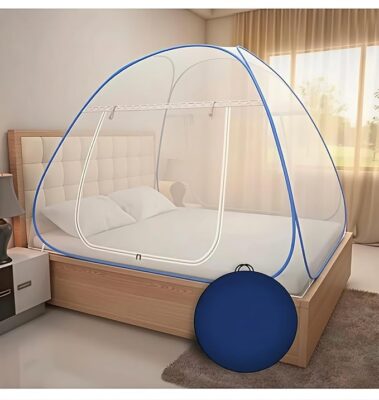 Double Bed Mosquito Net/Machhardani 6.5 x 6.5 Feet with Foldable Steel Frame
